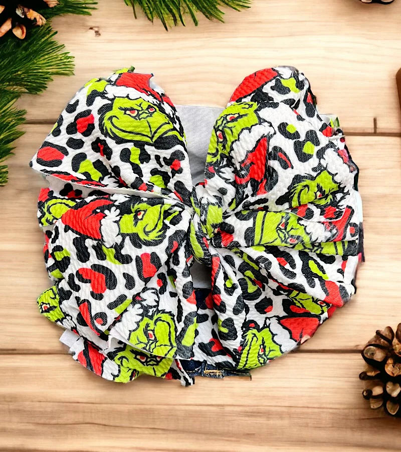 Big tassel Mr. Grinch Cheetah Printed Headbands